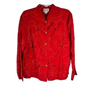 Tantrums Collection Blouse Long sleeve Red 55% Silk Women's Size XL